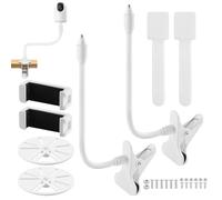 UYUYong 2 Piezas Soporte Camara Vigilancia Bebe Soporte Flexible Sin Perforar Base de Abrazadera Cuello de Cisne de Metal para Cámaras Soporte de Clip para Cuna Ventanas Muebles (Blanco)