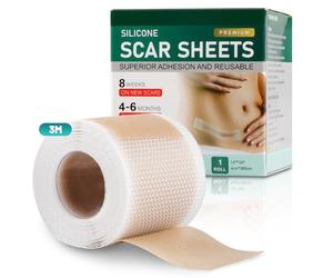 UYUYong Parches Cicatrizantes Hojas de Silicona para Cicatrices Parche Reutilizable para Eliminar Cicatrices Faciales Rollo de Apositos Cicatrizantes para Cesáreas Traumatismos Queloides 4 X 300cm