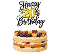 UYVPAER 1 Pieza 20 Cumpleaños Niño Happy 20Th Birthday Cake Topper Decoración Para Tarta 20 Cumpleaños Mujer Hombre Cake Topper 20 Cumpleaños 20Th Birthday Cake Decoration