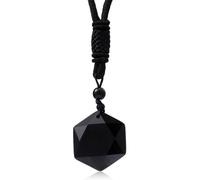 UYVPAER 1 Pieza Turmalina Negra Obsidiana, Collar Colgante Estrella De 6 Puntas, Como Talismán De Buena Suerte, Negro