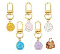 UYVPAER 10 Piezas 5 Colores Aleación Esmalte Encantos Con Sonrisa,Chapado En Oro Claro Cara Feliz Esmalte Colgante Cara Sonriente Encantos,Accesorios Creativos Joyería Hecha A Mano(A)
