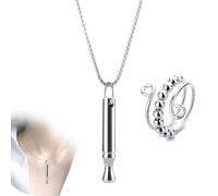 UYVPAER 2Pcs Collares De Respiración, Collar De Alivio De La Ansiedad Con 1 Collar Y 1 Anillos, Dispositivo De Ejercicio De Respiración Para Meditación, Pánico, Ralentización De La Respiración