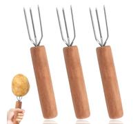 UYVPAER 3 Tenedores De Bombones, Tenedor De Patatas De Alta Calidad, Tenedor De Patatas De Acero Inoxidable, Mango De Madera De Haya, Cubiertos Para Ensalada De Acero Inoxidable(A)