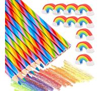 UYVPAER 30Pcs Lapices De Colores Arcoiris Set 20 Lapices De Arcoiris Y 10 Borrador Arcoiris, Lápiz Arcoiris, Lapices Arcoiris, Lapiz Multicolor, Lapices Colores Para Arte Dibujo, Colorear Y Bosquejar
