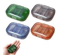 UYVPAER 4 Piezas Caja De Almacenamiento De Medicamentos Con 3 Compartimentos, Dispensador Portátil, Pastillero Pequeño, Transparente Verde Y Azul, Organizador De Viaje Para Medicamentos, Vitaminas