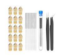 UYvtHMHMC 27 22 Piezas CR10 Mk8 Kit de Limpieza de boquillas DIY ESD 15 12 Pinzas 0 4 mm 1 75 mm Aguja de Limpieza de Acero Inoxidable Piezas de Impresora compatibles con impresoras(Green)