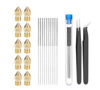 UYvtHMHMC 27 22 Piezas CR10 Mk8 Kit de Limpieza de boquillas DIY ESD 15 12 Pinzas 0 4 mm 1 75 mm Aguja de Limpieza de Acero Inoxidable Piezas de Impresora compatibles con impresoras(Blue)