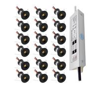UYZSWTHPC Minifoco IP65 de 15mm, 1W, luces LED empotradas, 12V, luz descendente de techo, lámpara de puntos for gabinete de escalera con 110V-220V(Cold White 6000k,18 Lamps and 1Driver)