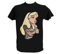 UZ Design Camiseta Alicia Tatuada Punk Hombre Niña Princesas Tatuadas Alicia en el Pais de Las Maravillas, Hombre - 3XL