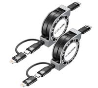 UZAHSK 2 en 1 Cable USB C y Lightning Carga rápida de 27/60W,1.2M,Cable Cargador Movil Retractil Tipo-C Cable Multiple Cargador Universal Portatil para iPhone/Samsung/Android/iPad/Tablet. (Black)