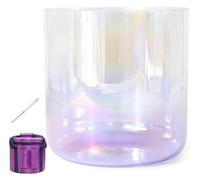 UZAMIRLEX Cuencos Cantores de Cristal de Cuarzo, Cuenco tibetano de cristal de 7 pulgadas y 432 HZ, for curación con sonido, meditación, oración, reducción del estrés, con golpeador y junta tórica(Vio