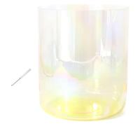 UZAMIRLEX Cuencos Cantores de Cristal de Cuarzo, Cuenco tibetano de cristal de 7 pulgadas y 432 HZ, for curación con sonido, meditación, oración, reducción del estrés, con golpeador y junta tórica(Yel