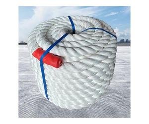 UZAMIRLEX Cuerda de Amarre de Nailon, Cuerda Trenzada torcida de 3 Hilos de Nailon Blanco líneas de Muelle de Barco de 1 Pulgada 5-100m for yate pontón(30m/98.4')