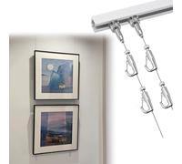 UZAMIRLEX Kit para Colgar Cuadros, Kit de Sistema de rieles for Colgar Cuadros en la Pared, Carril Blanco de 60-220 cm(2.5m/8.2' Cable,130cm/51.2" Track)