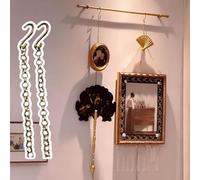 UZAMIRLEX Kit para Colgar Cuadros, Sistema de suspensión de rieles for Paredes, Varilla de latón con Cadenas y Ganchos, Longitudes múltiples(74.8in/1.9m/6.2ft)