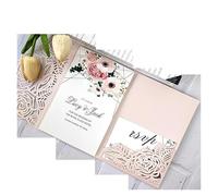 UZAMIRLEX Lote de Invitaciones de Boda, Paquete de 10 Tarjetas de invitación de Boda Multicolor, Kit DIY, imprimible, tríptico Floral(Light Pink,Outside Cover Only)