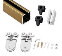 UZAMIRLEX Riel de Cristal, Kit de reemplazo de riel for Puerta corrediza de Vidrio de Aluminio con 4 Ruedas y Gancho, Varios tamaños(Champagne,120in/305cm)