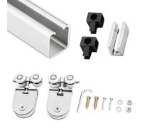 UZAMIRLEX Riel de Cristal, Kit de reemplazo de riel for Puerta corrediza de Vidrio de Aluminio con 4 Ruedas y Gancho, Varios tamaños(Silver,148in/376cm)