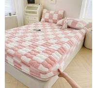 UZAMIRLEX Sábanas Ajustables de Franela, Sábana Bajera Ajustable a Cuadros de Terciopelo de Leche Multicolor, Varios tamaños(E,150 * 200CM)