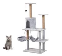 UZAMIRLEX Torre para Gatos, Árbol for Gatos de 54 Pulgadas con Hamaca Tipo condominio, Poste rascador de sisal, Percha for Gatos, Multicolor(Gray)