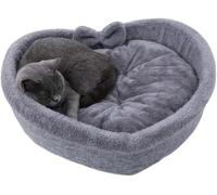 UzeEnde Bonita cama para gatos en forma de corazón, cojín antideslizante de felpa suave y acogedora con relleno de algodón de polipropileno para perros pequeños, gatos, interior, cálido perrera para