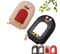 UZIPZ Cute Penguins PU Credit Card Coin Wallet, Penguin Credit Card Wallet, Penguin Credit Card Holder, Penguin Wallet with 11 Card Slots For Women Men (Pink+Black)