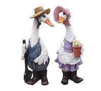 Uziqueif Estatua de jardín Modelo de Pato Grande, Resina sintética Figura de jardín de Pato, Decoración de Pato Conjunto jardín Ornamento Animal,para decoración de césped, Patio de Estanque