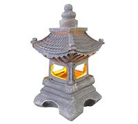 Uziqueif Estatua de Pagoda de Linterna de Japonesa, Linterna De Pagoda Solar, Estatua De Jardín Zen Decoración De Estilo Japonés Al Aire Libre Decoración De Patio Interior Exterior,H 34 cm