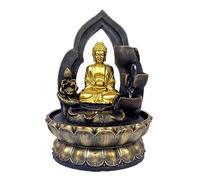 Uziqueif Fuentes de Mesa con Buda Sentado en Interiores: Pequeña Fuente de meditación Zen para Escritorio, Cascada de Agua para la Oficina en casa, Sala de Estar o Dormitorio,Oro,Buddha E