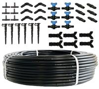 UZMAN Manguera de riego de 100 m, distancia de goteo, 20 cm, juego de 36 piezas, incluye tubo de goteo de 16 mm, manguera de jardín (100 metros + juego de 36)