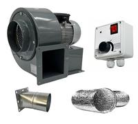 UZMAN OB200M - Ventilador radial con regulador de velocidad de 600 W, brida de 4 esquinas redondeadas, y tubo de aluminio flexible, ventilador centrífugo, ventilador de succión, ventilador radial,
