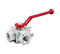 Uzman-Versand 3 vías 1/4" válvula de bola tipo L orificio BSP válvula hidráulica válvula de conmutación válvula hidráulica válvula de conmutación válvula hidráulica 3/2 (acero, 1/4)