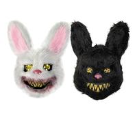 UZNIYTR 2 Piezas Mascara Halloween Terror, Máscara de Conejo de Terror, Mascara de Animales, Máscara de Divertida para Disfraz de Halloween Pascua Carnaval y Fiestas de Disfraces (Blanco y Negro)