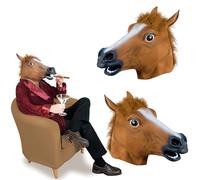 UZNIYTR Máscara de Cabeza de Caballo para Halloween y Carnaval, Disfraz Animal Marrón para Fiesta