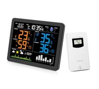 Uzoli EM3566 Estación meteorológica inalámbrica con sensor exterior, Termómetro, Higrómetro, Previsión del tiempo, Reloj digital, Presión del aire, Fases de la luna, Nivel de confort, Moho riesgo