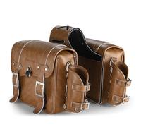 UZSPAC Alforjas Moto Universal Vintage Cuero PU Impermeable Gran Capacidad Bolsa de Sillín de Motocicleta para la Mayoría de Motocicletas, 1 Par (Color : Khaki)