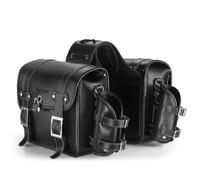 UZSPAC Alforjas Moto Universal Vintage Cuero PU Impermeable Gran Capacidad Bolsa de Sillín de Motocicleta para la Mayoría de Motocicletas, 1 Par (Color : Black)