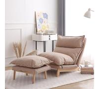 UZSPAC Sillón Lectura Cómodo Sillón Lectura con Reposapies Butacas de Salon Reclinable hasta 90°-180° Ideal para Ver la TV Leer (Color : Beige)