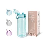 UZSPACE Botella Agua 600ml, Botella Agua Niño sin BPA, A Prueba de Fugas, Apertura de un Clic, Cantimplora infantil con Asa para Colegio, Bicicleta, Running (Verde Neblina)