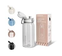 UZSPACE Botella Agua 600ml, Botella Agua Niño sin BPA, A Prueba de Fugas, Apertura de un Clic, Cantimplora infantil con Asa para Colegio, Bicicleta, Running (Gris Pedernal)