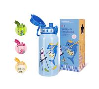 UZSPACE Botella Agua Acero Inoxidable para Niños 550ml, A Prueba de Fugas, Apertura de un Clic, Botella Agua Bebé Duradera, Cantimplora Infantil con Asa para Colegio, Niños y Niñas (Océano Azul)