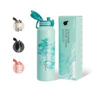 UZSPACE Botella de acero inoxidable de 1 l (970 ml), botella deportiva aislada con tapa abatible, apertura de 1 clic, a prueba de fugas, botella de agua para senderismo, deportes, gimnasio, exterior
