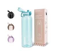 UZSPACE Botella de agua deportiva de 1 l, a prueba de fugas, apta para lavavajillas, apta para bebidas carbonatadas, botella deportiva para gimnasio, bicicleta, senderismo, oficina, con marca de
