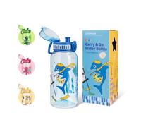 UZSPACE Botella de Agua para Niños 600ml, A Prueba de Fugas, Apertura de un Clic, Botella Agua Bebé Sin BPA Duradera, Cantimplora Infantil con Asa para Colegio, Niños y Niñas (Océano Azul)