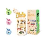 UZSPACE Botella de agua para niños, a prueba de fugas, botella deportiva de 600 ml, sin BPA, botella deportiva con manejo con una sola mano, para la escuela, al aire libre, guardería, amarillo