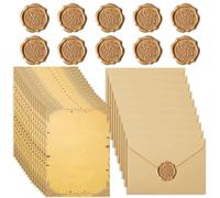 UZSUZZ 36 Juego De Papel De Cartas y Sobres Sobres Vintage Papel Antiguo Sobres Bonitos Con Sello Lacre Papel De Sobre Valentín Papel De Papelería De Escritura Para Navideño, Cumpleaños huisexinzhi