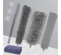 UZSUZZ 8 Piezas Plumero Telescopico Extensible hasta 280cm, Microfibra Plumero Atrapapolvo Duster Limpieza Ventiladores Techo Alto, Telarañas, Persianas, Ventanas