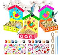 UZSUZZ Casa de Pájaros Kits para Niños 3 Pcs Comedero de Pájaros para Pintar de Bricolaje Casitas de Pajaros para Pintar de Bricolaj de Madera para Pintar y Montar para Niña Niño Cumpleaños