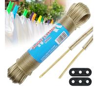 UZSUZZ Cuerda para Tender de 50m con Núcleo de Acero, Tendedero Exterior Resistente al Agua y la Corrosión, Extra Fuerte con Capacidad de Carga de 120kg, Ideal para Camping y Jardín