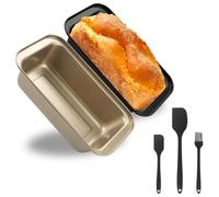 UZSUZZ Molde para Pan 2 Rectangular Molde Antiadherente para Pan de Acero al Carbono con 1 Cepillo de Cocina de Silicona und 2 Espátula de Silicona para Hornear, Bizcocho Y Pasteles (L)
